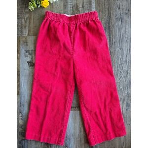Vintage 70s/80s Baby Red Corduroy Elastic Waist Pants Size 3T Toddler Made USA